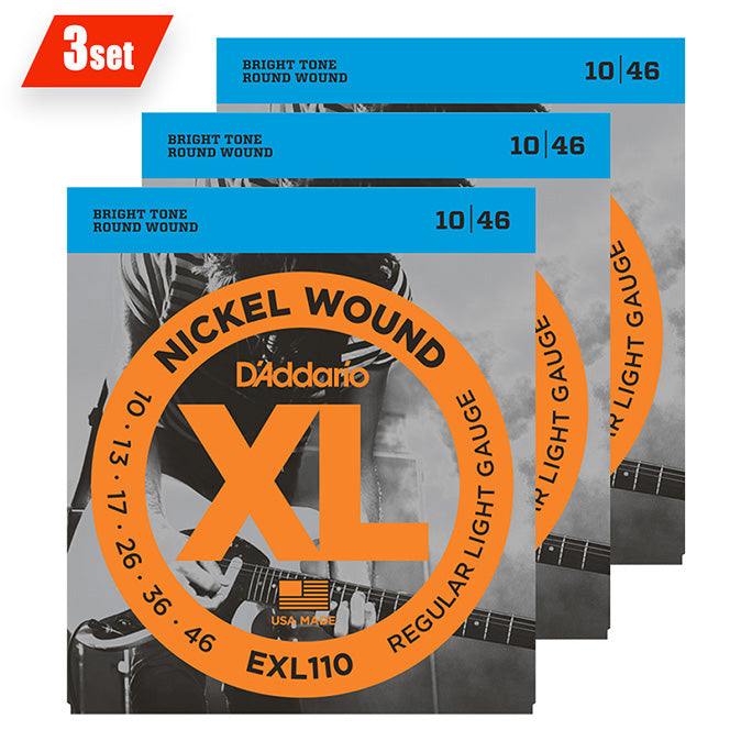 D'Addario エレキギター弦 nickel wound 3SET PACK (10-46)
