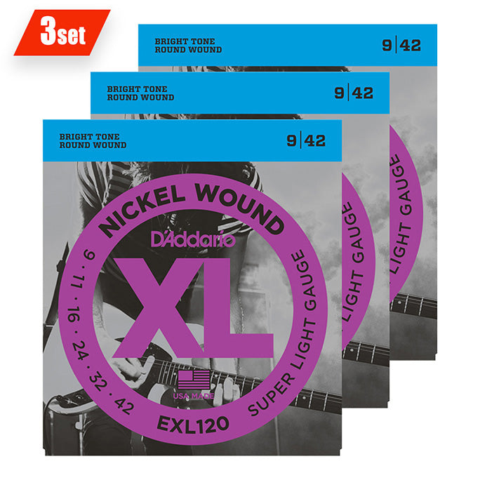 D'Addario エレキギター弦 nickel wound 3SET PACK (09-42)