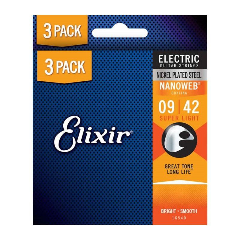 ELIXIR エレキギター弦 NANOWEB 3SET PACK (09-42)