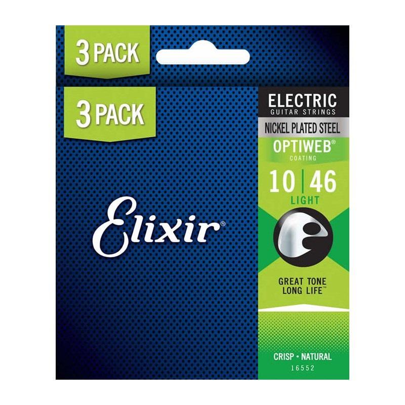 ELIXIR エレキギター弦 OPTIWEB LIGHT(10-46) 3SET PACK