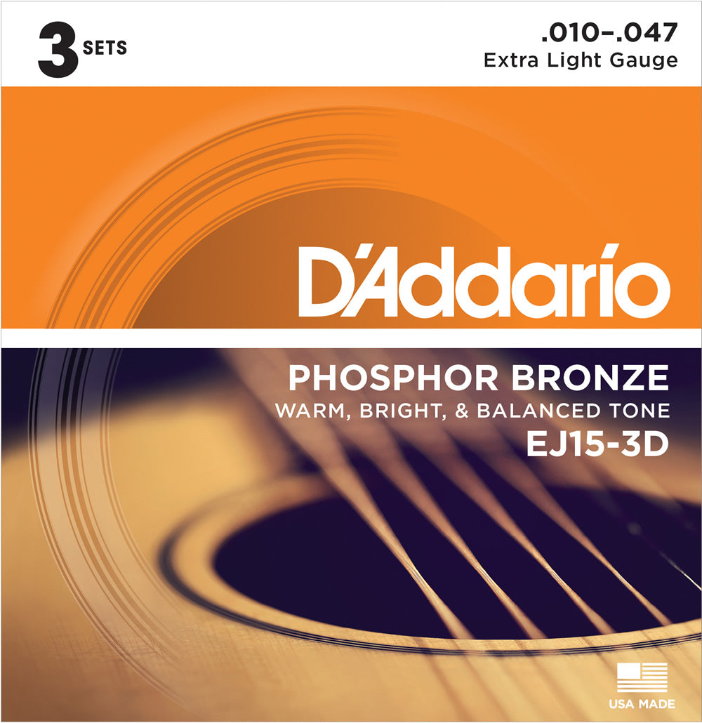 D'Addario アコースティックギター弦 PHOSPHORBRONZE 3SET PACK (10-47)