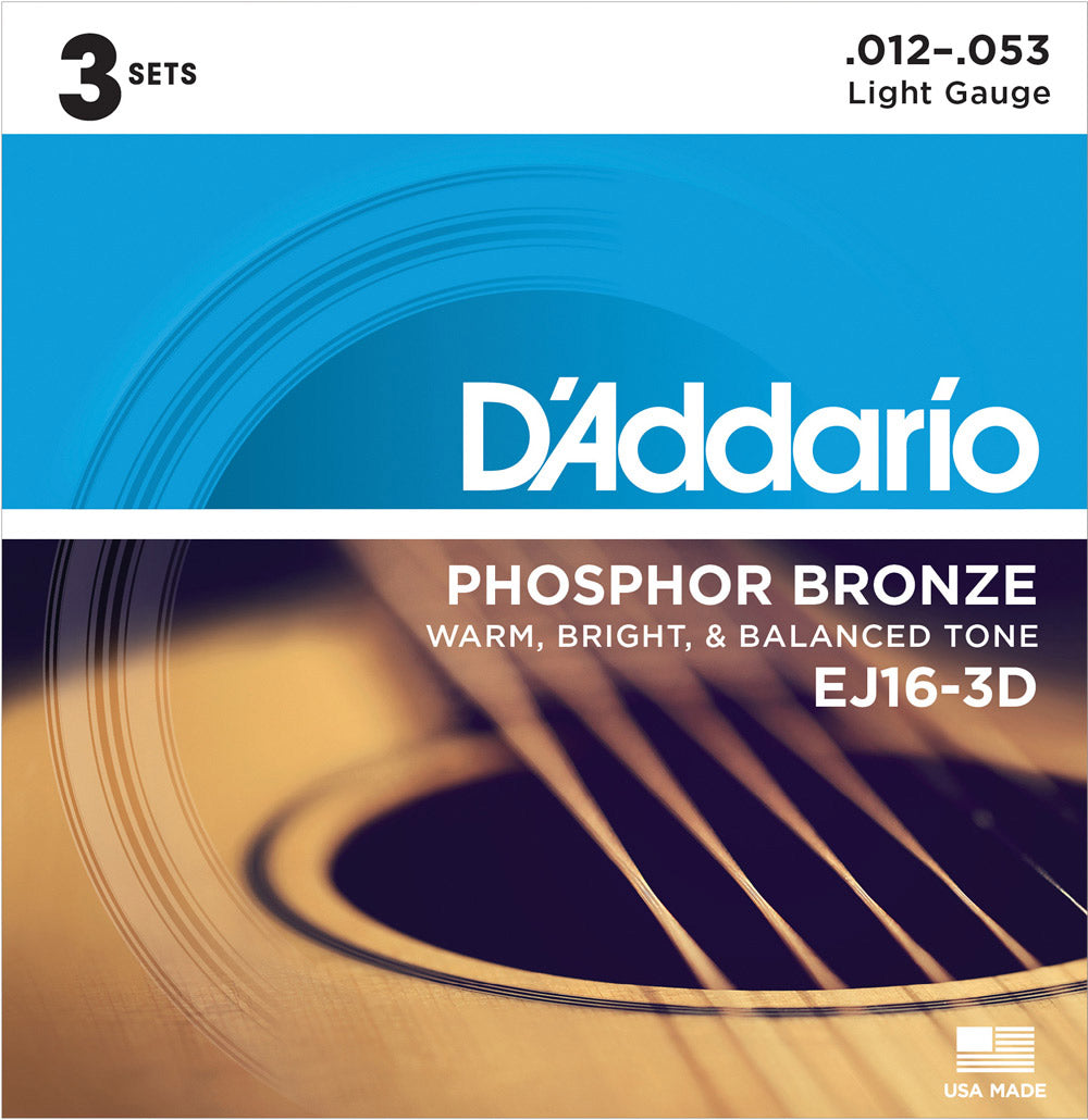 D'Addario アコースティックギター弦 PHOSPHORBRONZE 3SET PACK (12-53)