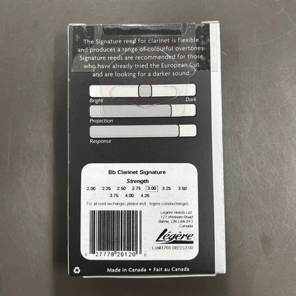 【長期在庫品】Legere　B♭クラリネット用リード　シグネチャー　2.75